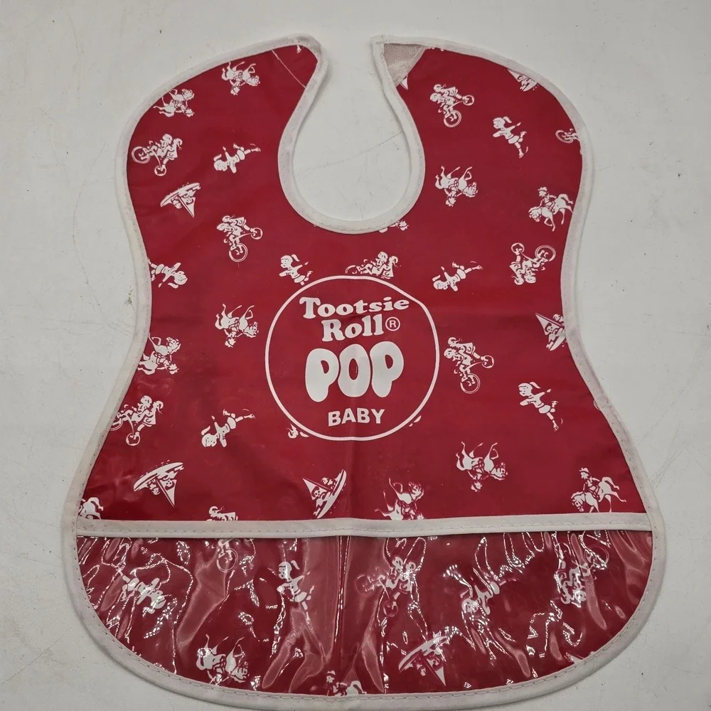 Vintage‎ RARE Tootsie Roll Red Baby Bib Collectible Tootsi Roll Pop